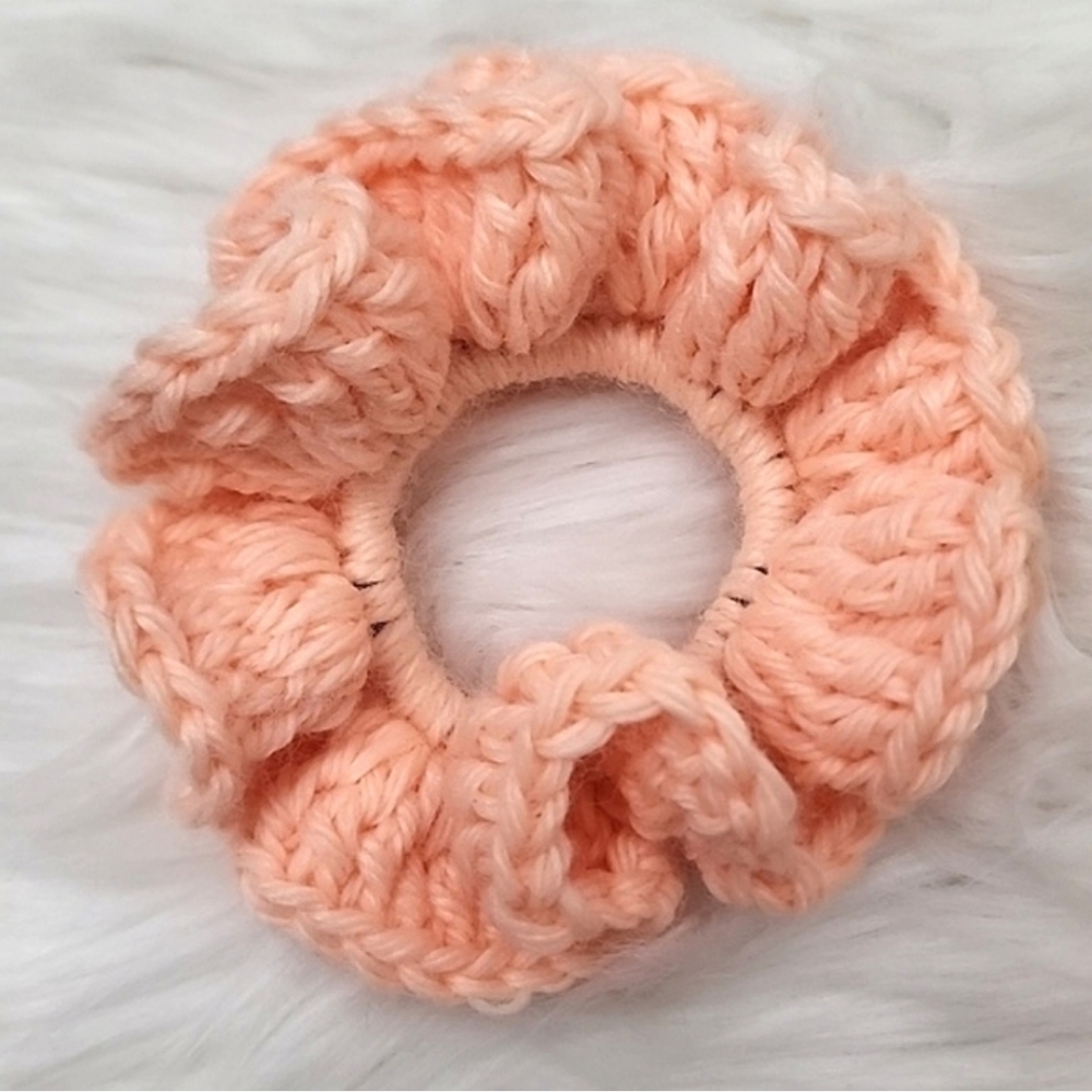 Handmade Textured Crocheted Scrunchies Ponytail Holder Hair Tie Set Of 4 - New - Picture 4 of 11